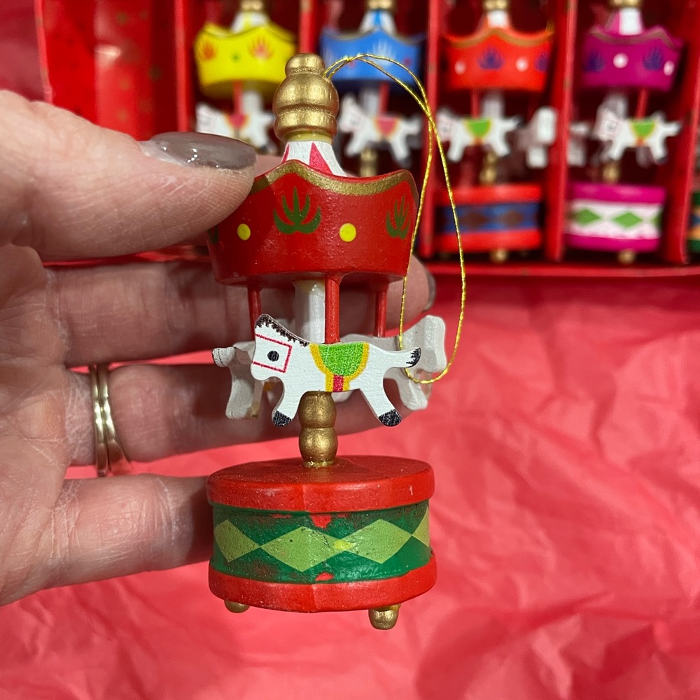 Colorful Carousel Horse ornament Set